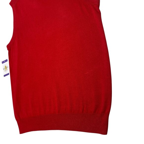 Chaps Mens M Red Sleeveless V-Neck Sweater Vest Embroidered Logo Preppy Casual - Picture 13 of 16